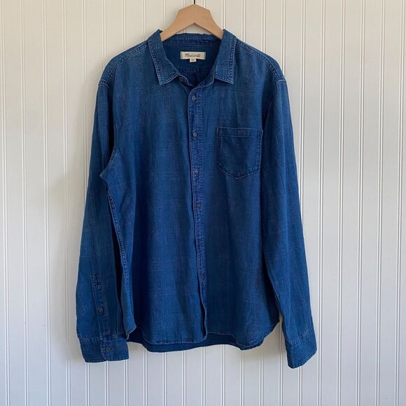 Madewell Other - Madewell Denim Button Up Mens size XL The Perfect Shirt Indigo Plaid Long Sleeve